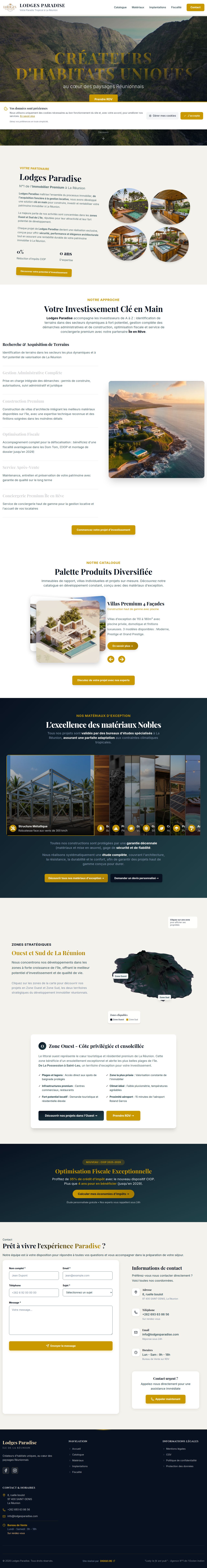 Site web Lodges Paradise